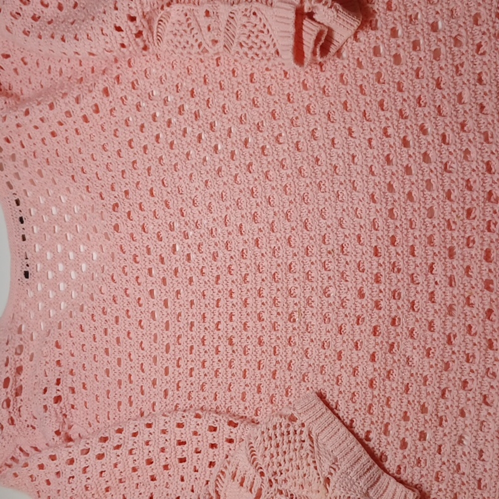 Jeanne Pierre xl crochet sweater salmon color sheer - Picture 6 of 6